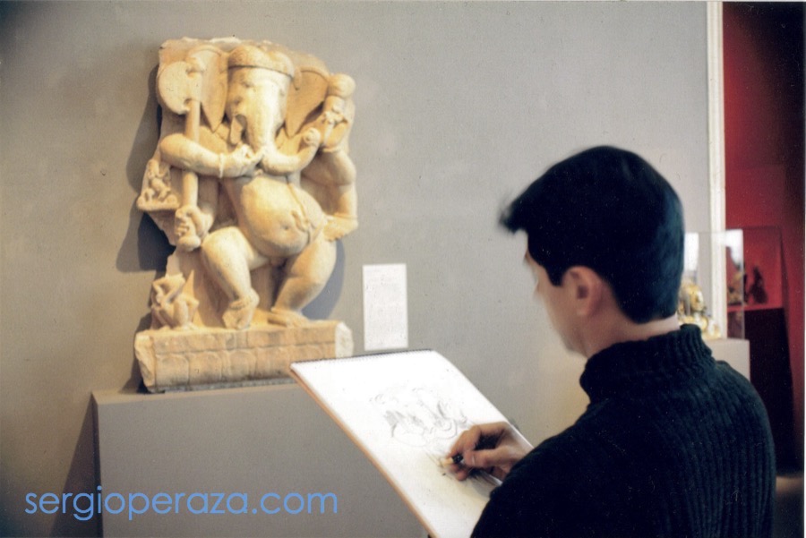 Dibujando a Ganesha en el Philadelphia Museum Of Art 1997